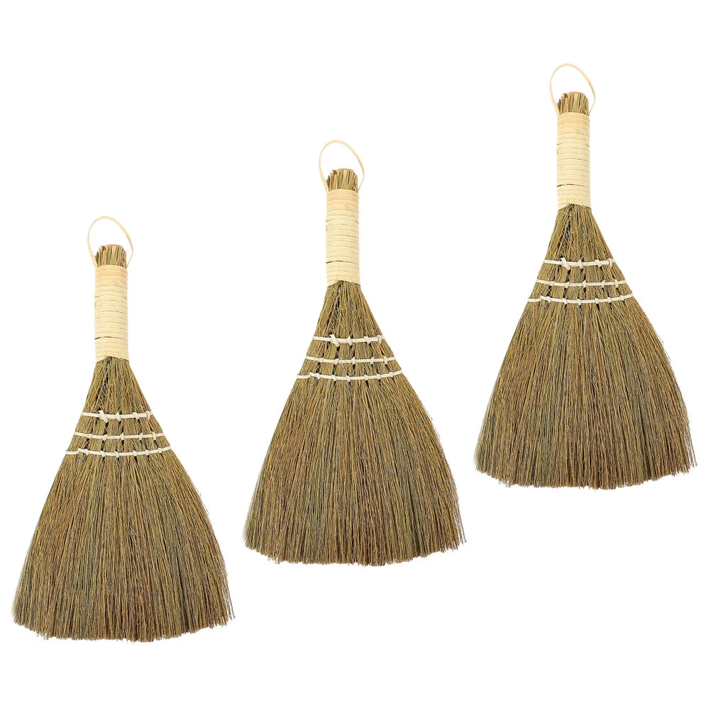 

3 Pcs Kitchen Cleaning Broom Duster Whisk Small Sweep Hand-made Miscanthus Manual Home Brooms Brush Portable Household Desk