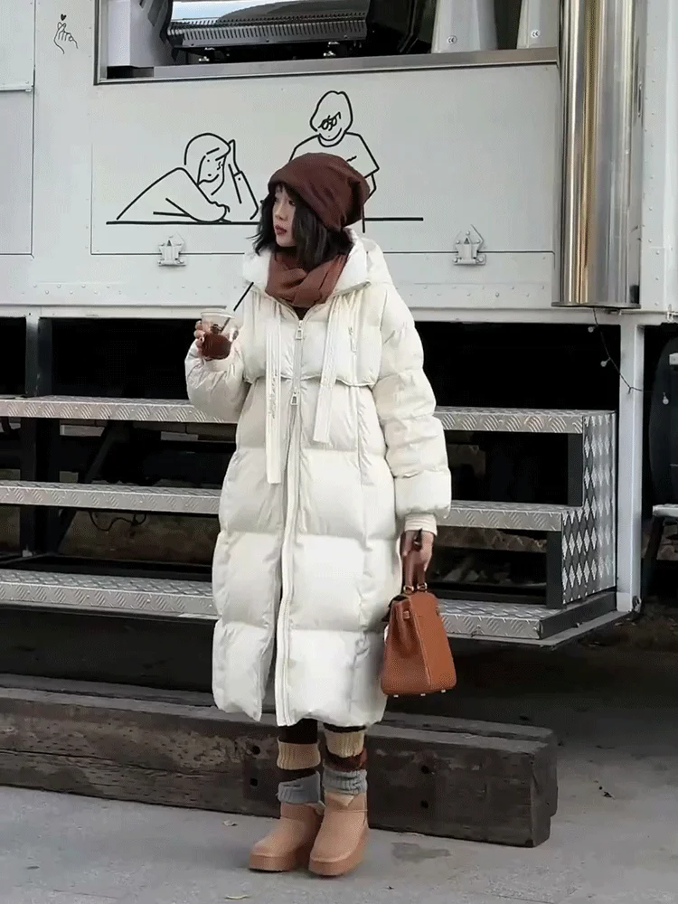 Высококачественный утепленный пуховик с капюшоном для женщин новинка зимы 2024
