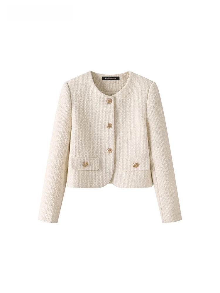 La Chapelle тканая изящная верхняя одежда с круглым вырезом и золотой пряжкой женский