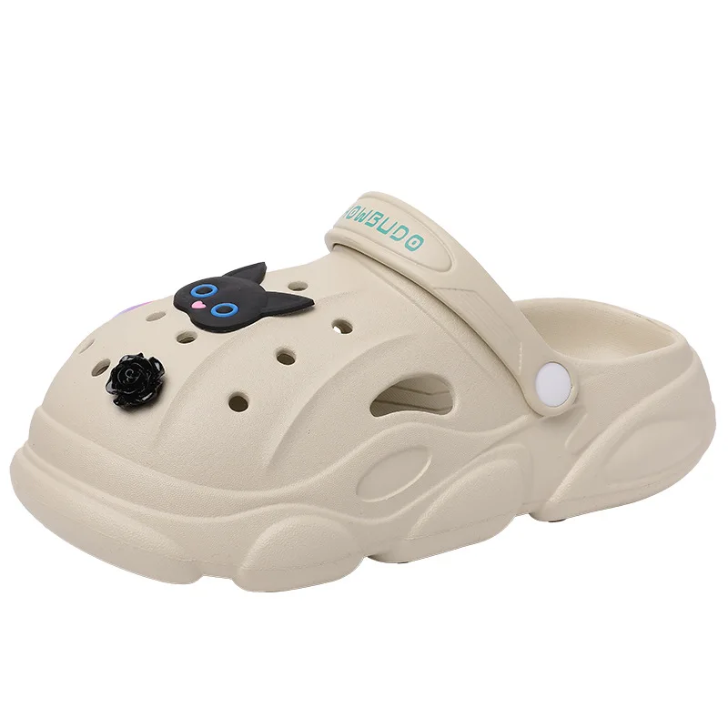 Fashion Cartoon Hole Shoes Women's 2022 Summer New Thick Bottom Cloud Feeling Baotou Half Slippers Flip Flops