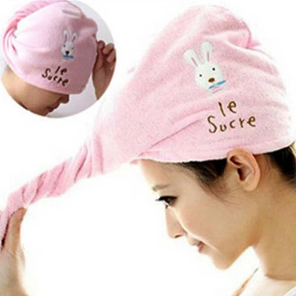 

1PC Thickened Microfiber Dry Hair Towel Hat Rabbit Dry Hair Cap Super Absorbent Hair Towel for Little Girl Shower Hair Dry Tools
