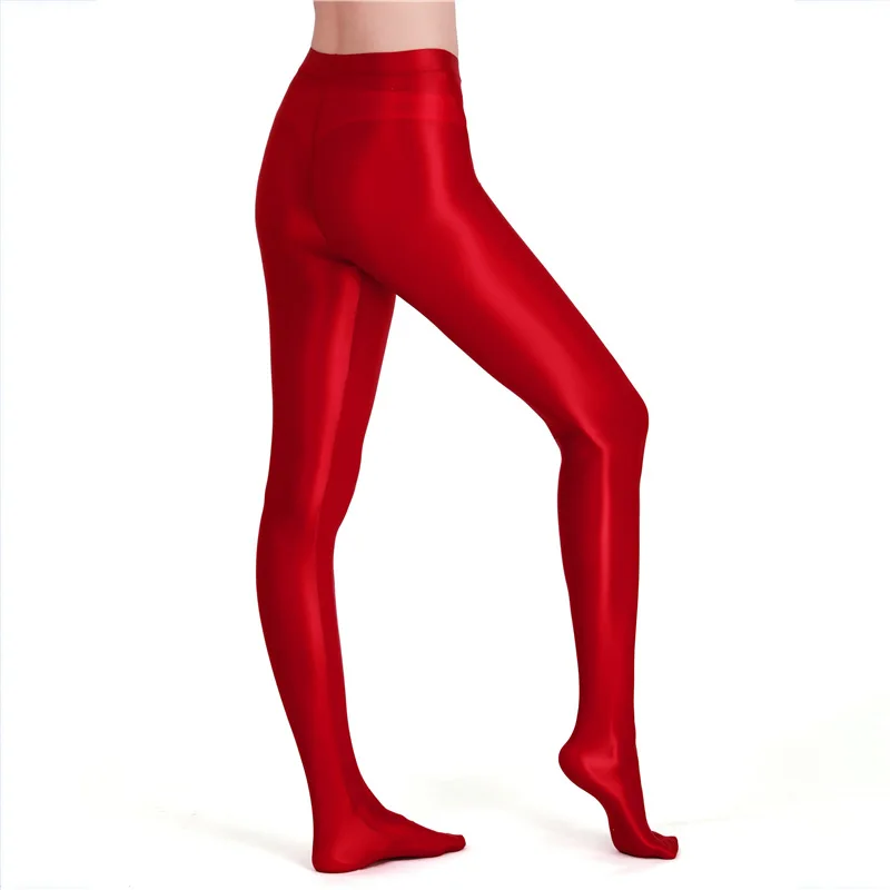 

Oily Glossy Silky Jumpsuit For Women High Waist Pantyhose Seamless Sides Solid Tummy Control Shapewear Tight Pants Sexy
