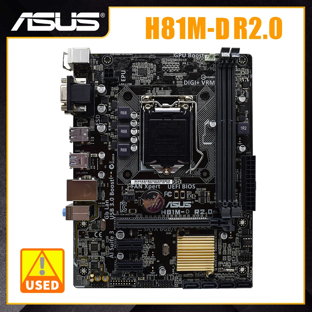 

Материнская плата ASUS H81M-D R2.0 1150, материнская плата DDR3 Intel H81 16 Гб PCI-E 2,0 2 × USB3.0, поддержка Xeon E3-1286 v3 Core i7 i5 i3 процессоры