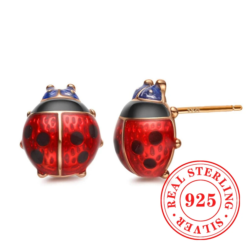 Huitan уникальные семи пятенные серьги-гвоздики с божьей коровкой милые новые
