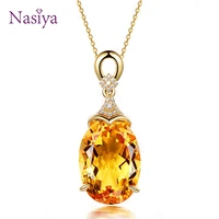 gold chain pendant necklace for women fine jewelry yellow citrine chain wedding engagement party valentine day gift