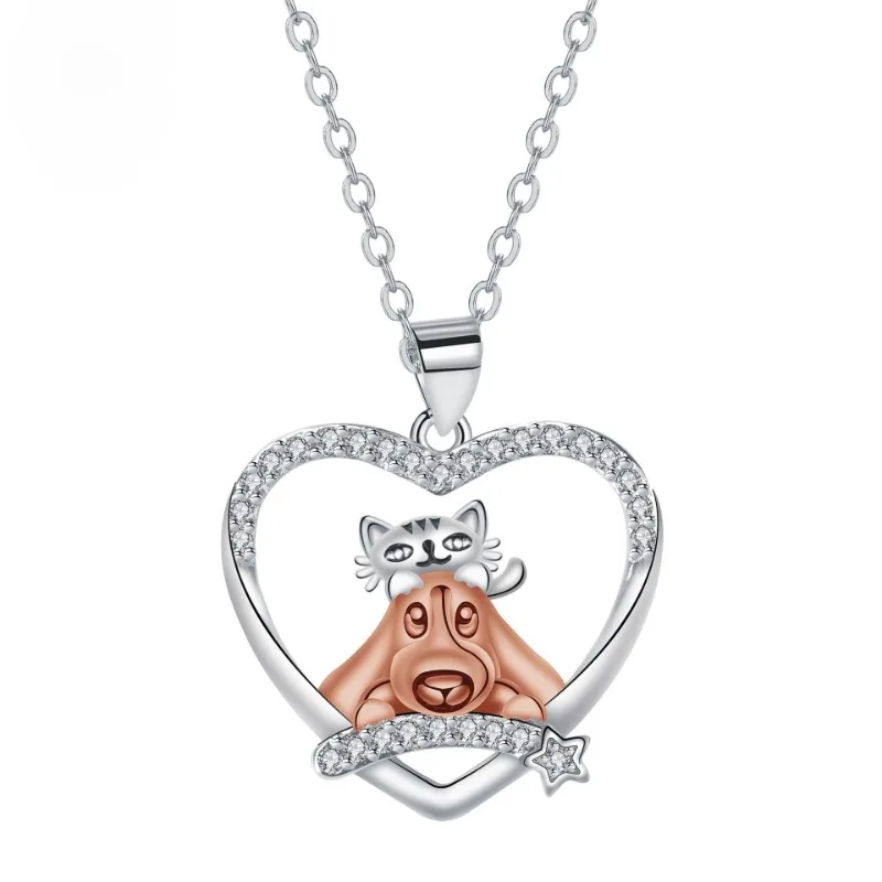 Ожерелье с подвеской в виде милых домашних животных колье-цепочка форме сердца