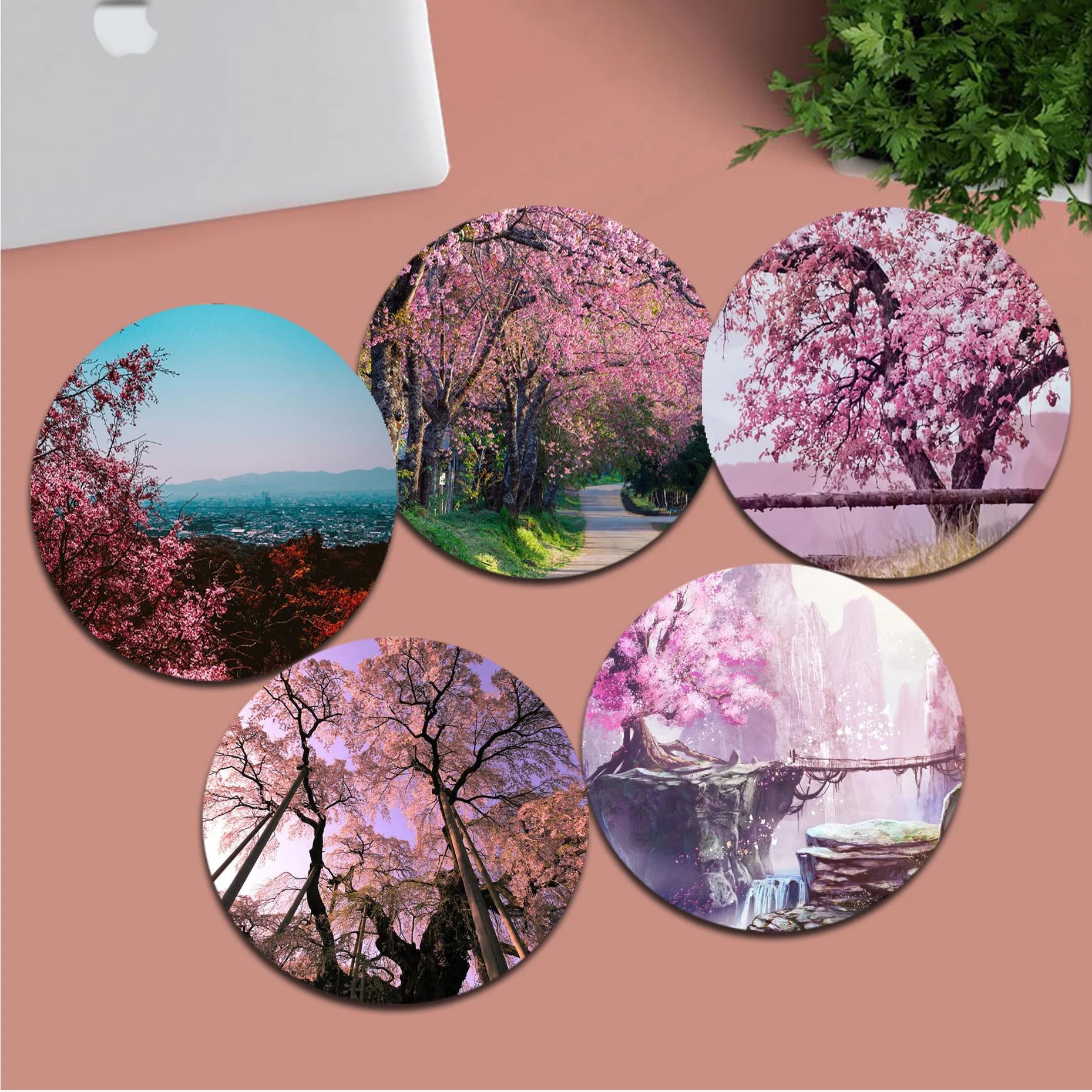 

Cherry Blossom 20x20cm Round Keyboard Mat Table Mat Students Cabinet Gamer Desktop Mousepad Cup Mats For PC Mouse Carpet