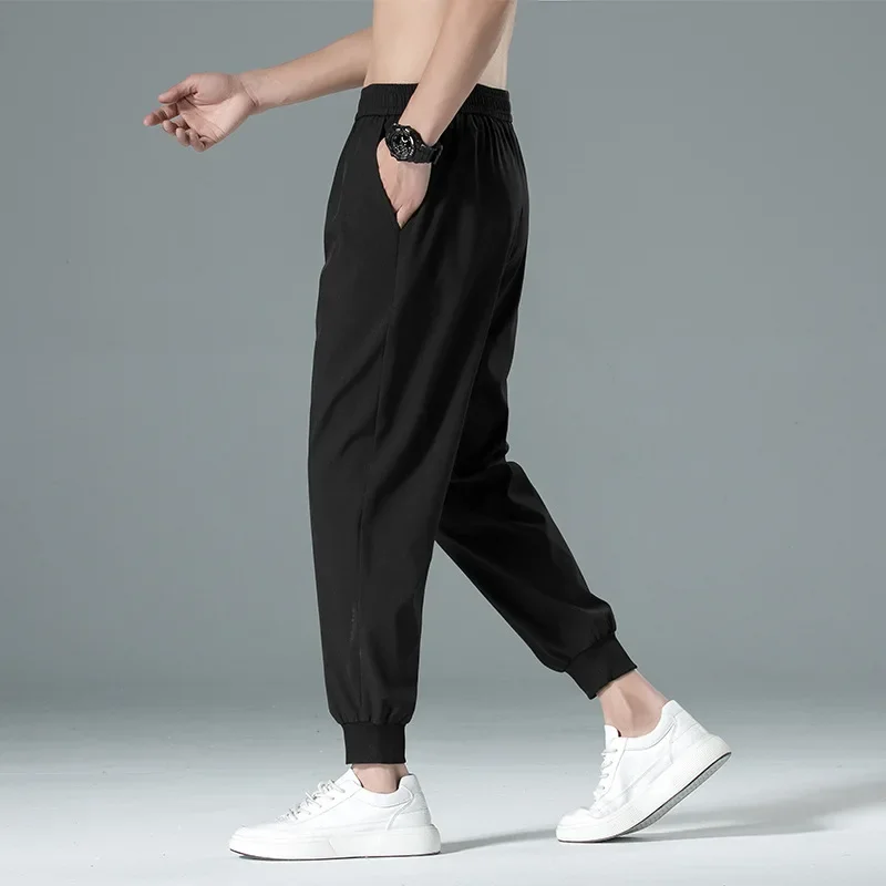 Лето 2021 новые мужские тонкие повседневные брюки из ледяного шелка удобные