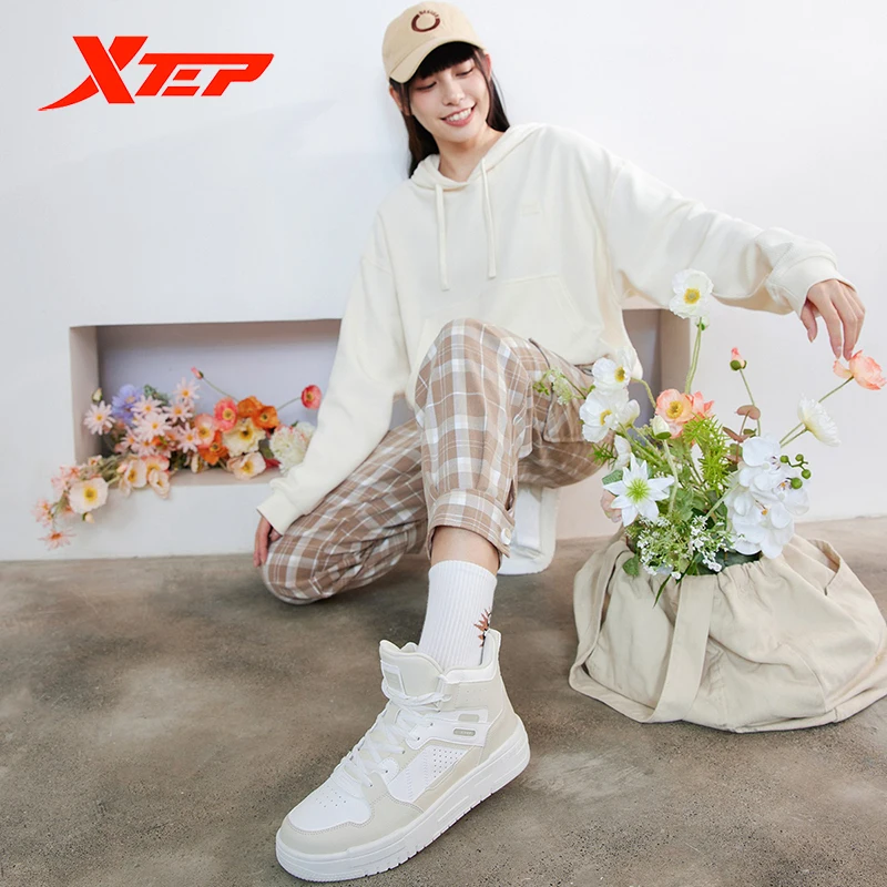 

Xtep [Mu Bai] Women's Sneakers Fashion High Top Platform Sports Shoes Non-slip Outdoor Walking Running Shoes 878318310027