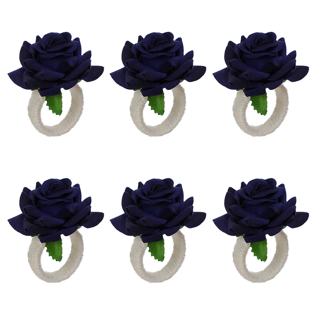 

1/2/3/5 Linen Artificial Flower Napkin Ring Handmade Desk Decorative Rings Ceremony Romantic Decor House Moving Gift