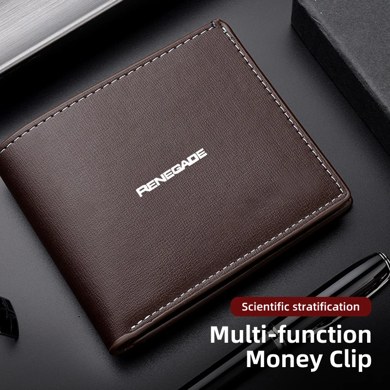 Мужской кожаный короткий кошелек с белой линией модная сумочка для мелочи