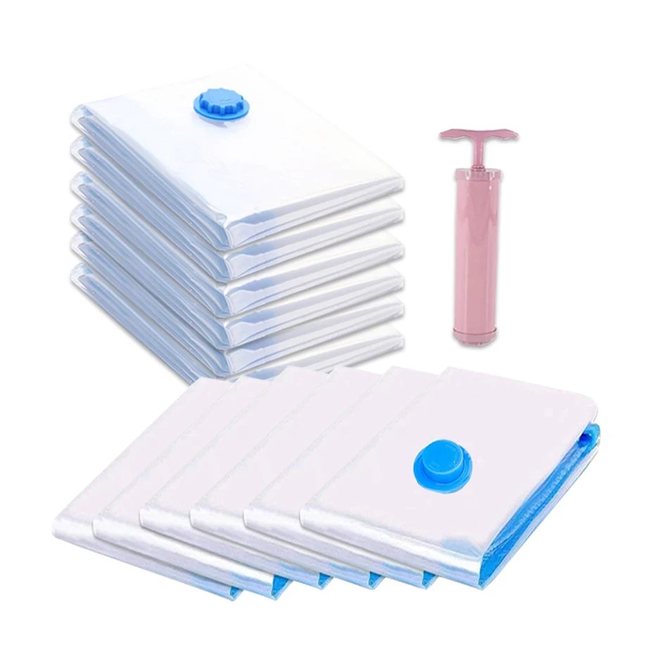 Вакуумный пакет для хранения с ручным насосом компрессионные мешки одежды