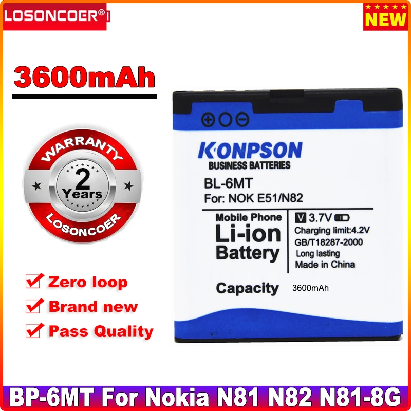 

BP-6MT 3600mAh Mobile Phone Battery For NOKIA 5610 6110 Navigator 6500 Slide 6720 6720 classic E5 ,N78 N81,N81 8GB N82 BL-6MT