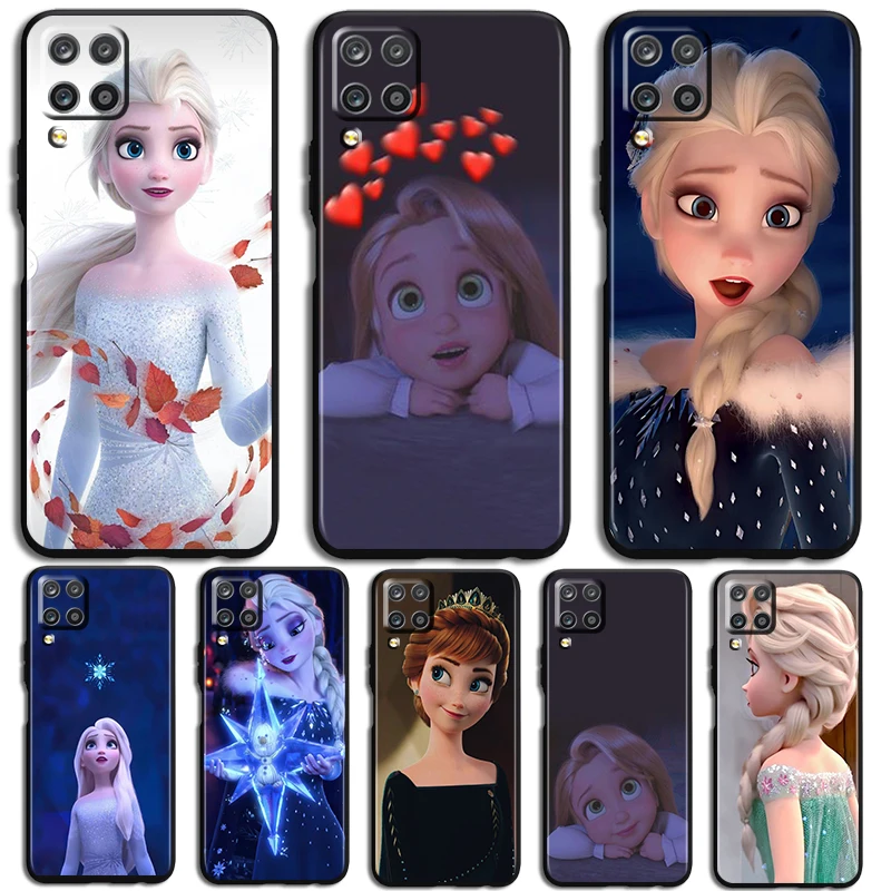 Nice looking Frozen Phone Case For Samsung Galaxy A73 A72 A71 A70 A53 A52 A51 A50 A42 A41 A40 A33 A32 A31 A30 A30S Black luxury