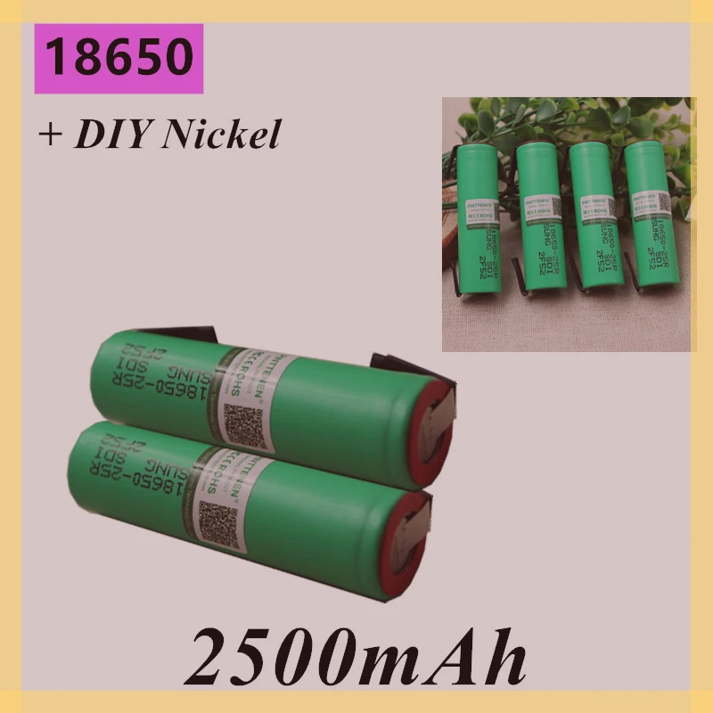 

2022 2/3/4/6/10 PCS 100% Original For Samsung 18650 2500mah battery INR18650 25R 20A discharge lithium batteries+ DIY Nickel