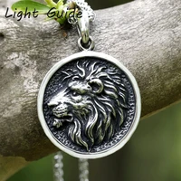 2022 new mens 316l stainless steel knight warrior round lion pendant necklace for teens fashion jewelry gift free shipping
