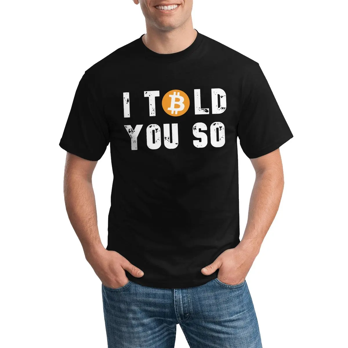 

Bitcoin Told You So T Shirt Virtual currency Fun Cotton T-Shirt Oversize Print Tshirt Man