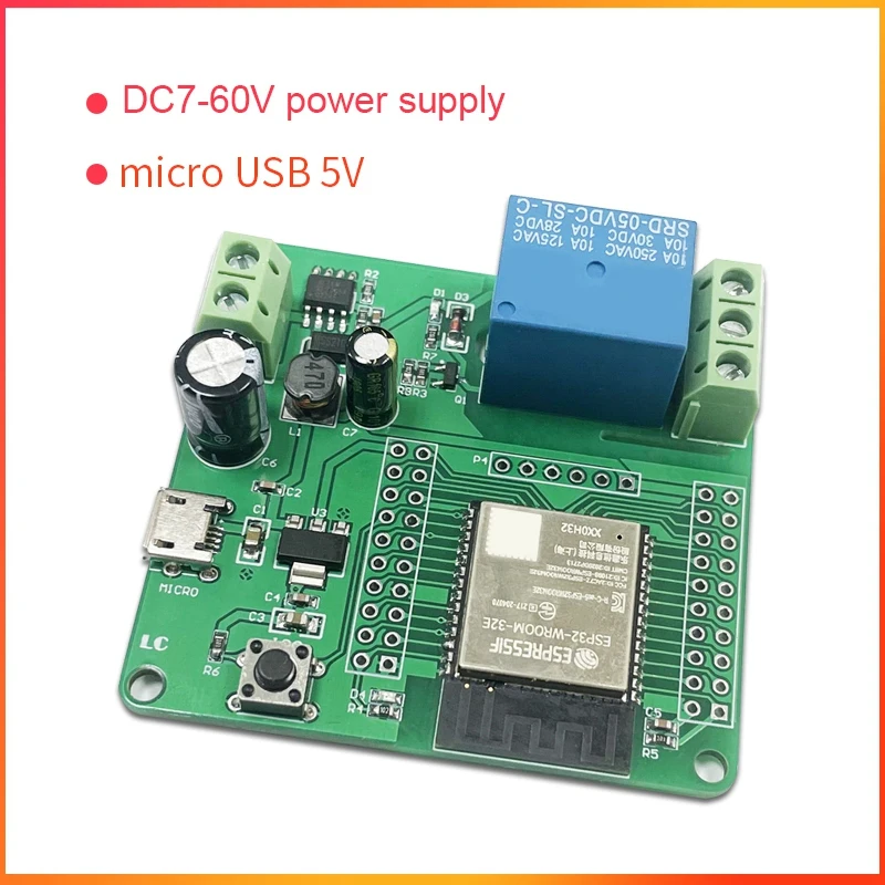 

1PC Green DC5-60V Power Supply Single Relay Module ESP32-WROOM Development Board