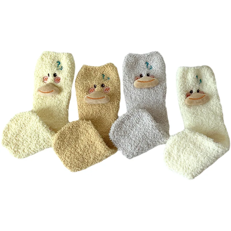

Coral Fleece Winter Thick Warm Sleep Socks Home Socks Cartoon Duck Cute Floor Socks