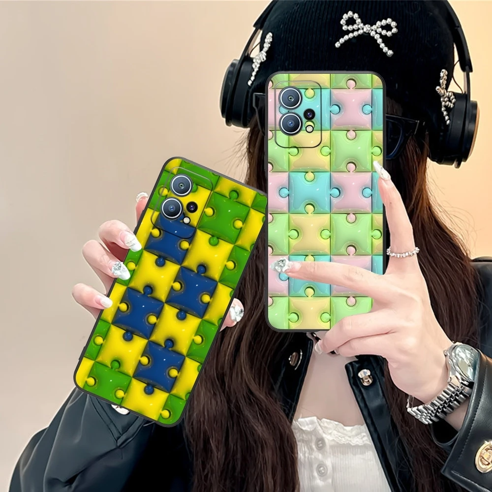 Puzzle Fashion Pretty Mobile Cell Phone Case for Huawei P60 P50 P40 P30 P20 P10 P9 P8 Pro Lite Plus Black Soft Cover Shell