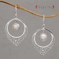 fashion copper alloy pattern hollow pearl womens earrings wedding anniversary gift beach party jewelry