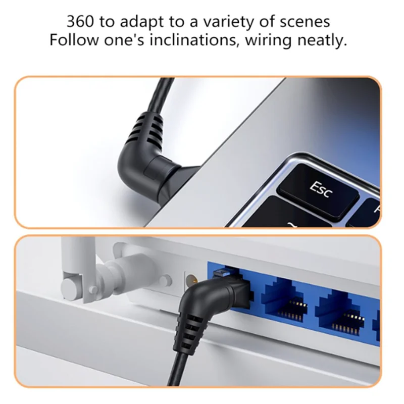 Фото Ethernet-кабель CAT6A UTP с черепом, 360° °   Сетевой кабель локальной сети Cat6A с поворотным разъемом RJ45, патч-корд 32AWG, 10 Гбит/с, 500 МГц №4