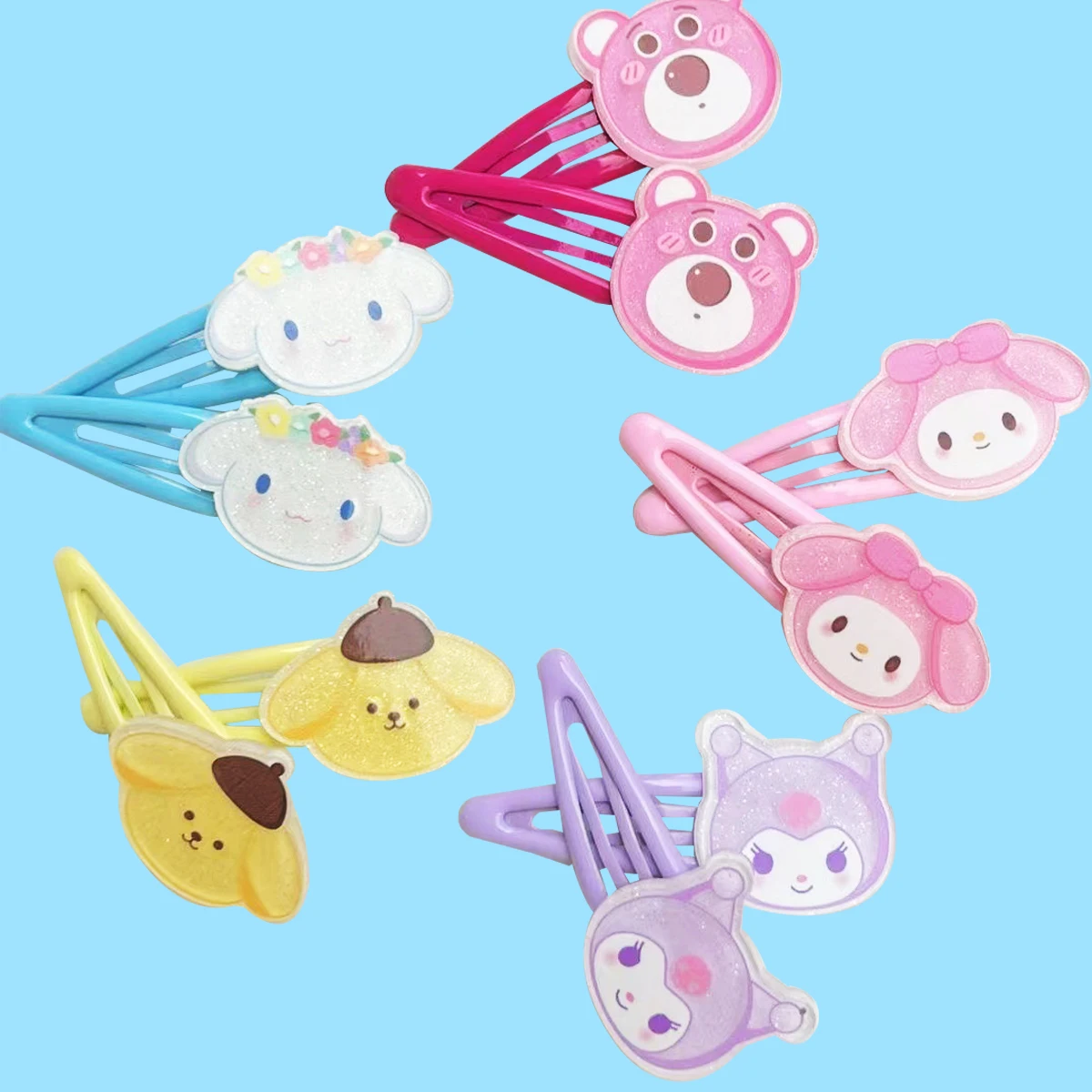 

Sanrioed заколки орнаменты каваи челки клипсы аниме My Melody Kuromi Cinnamoroll девочка игрушка заколки для волос летние милые детские подарки