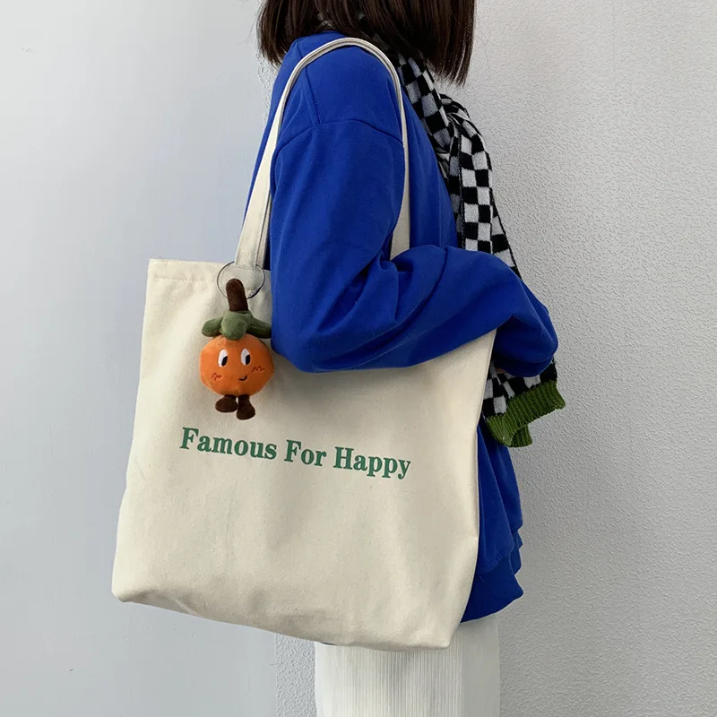 

Canvas Tote Shopper Bag Large Cloth Eco Shoulder Shopping Bags for Women 2022 Trend Shoppers Handbags Zipper Student Bookbag