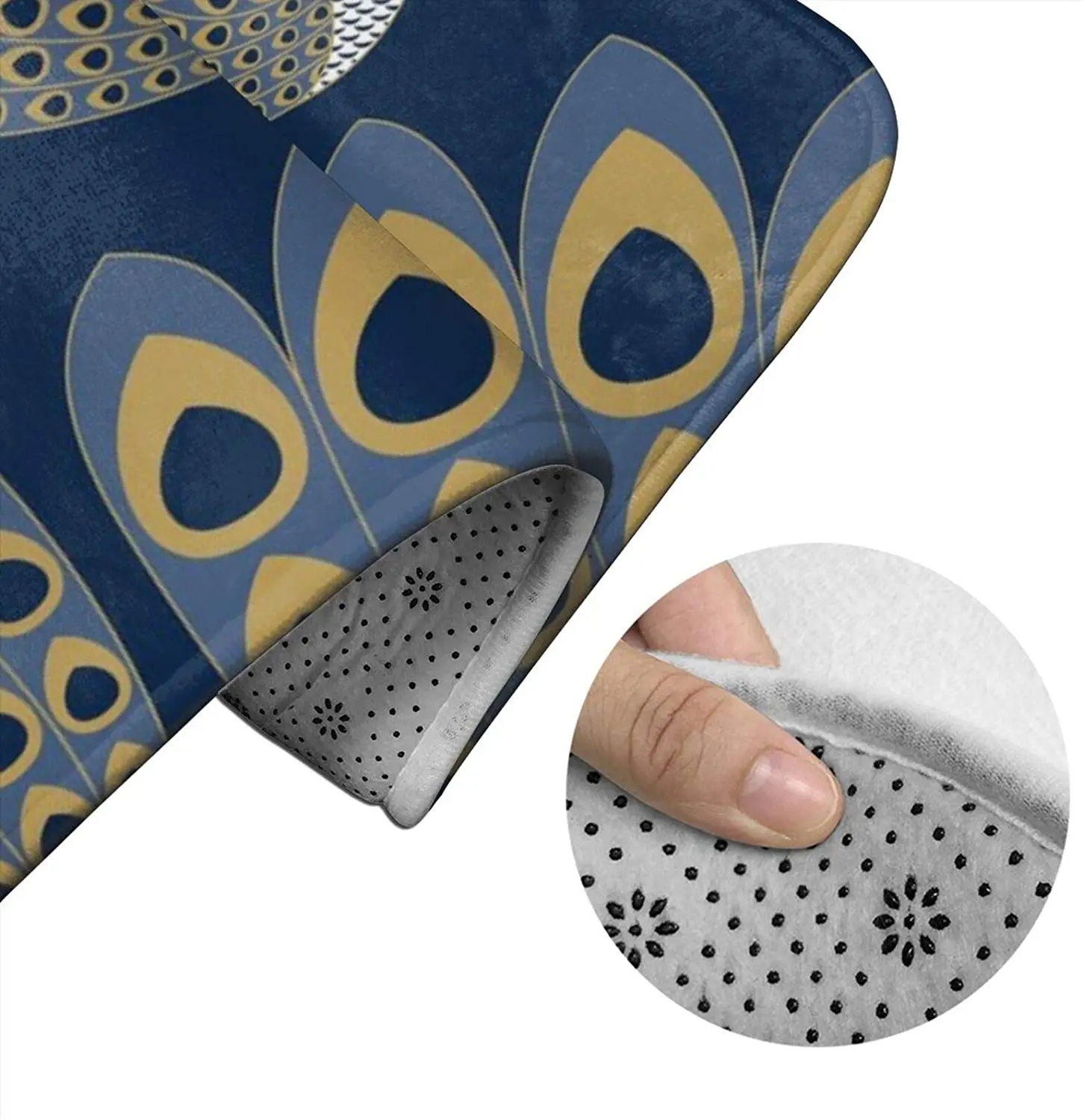 

Blue Art Deco Peacock Bathroom Mat Sets 3 Piece Set Rugs Memory Foam Mat Set Toilet Seat Cover Bath Mat lid Cover