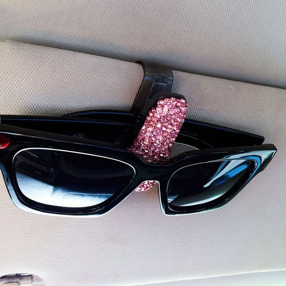 

1PC Rhinestone Diamond Decoration Clip Sun Visor Glasses Bracket Bill Clip Portable Sunglasses Car glasses holder