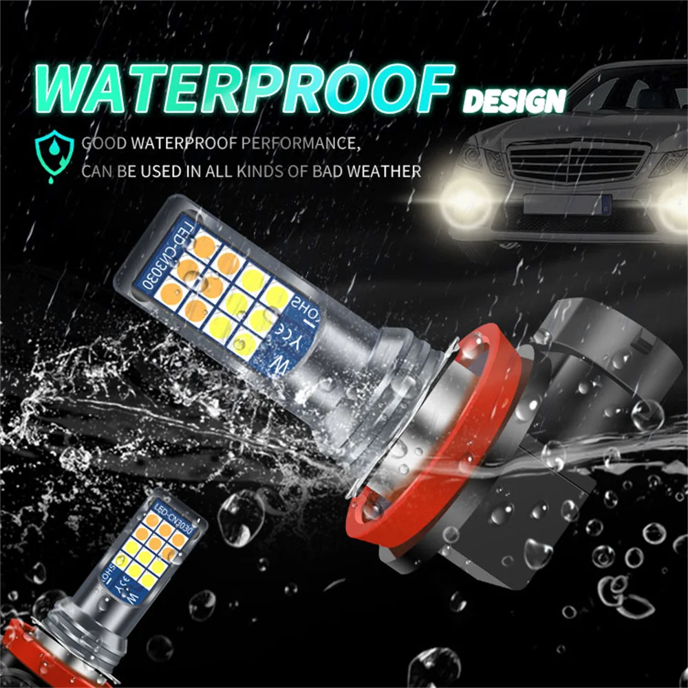 Фото H11 LED HB4 9006 HB3 9005 двухцветные Автомобильные светодиодные H4 H8 H7 противотумансветильник ры 3030 24 SMD лм 12 В Автомобильные ходовые огни 12 в 24 В №3