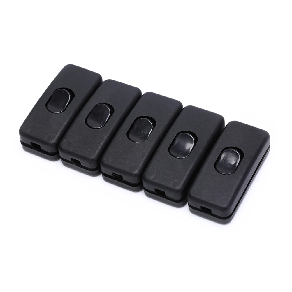 

5Pcs Black 110-250V Inline ON/OFF Desk Light Table Lamp Cord Cable Switches Midway Rocker Button Rocker Switch