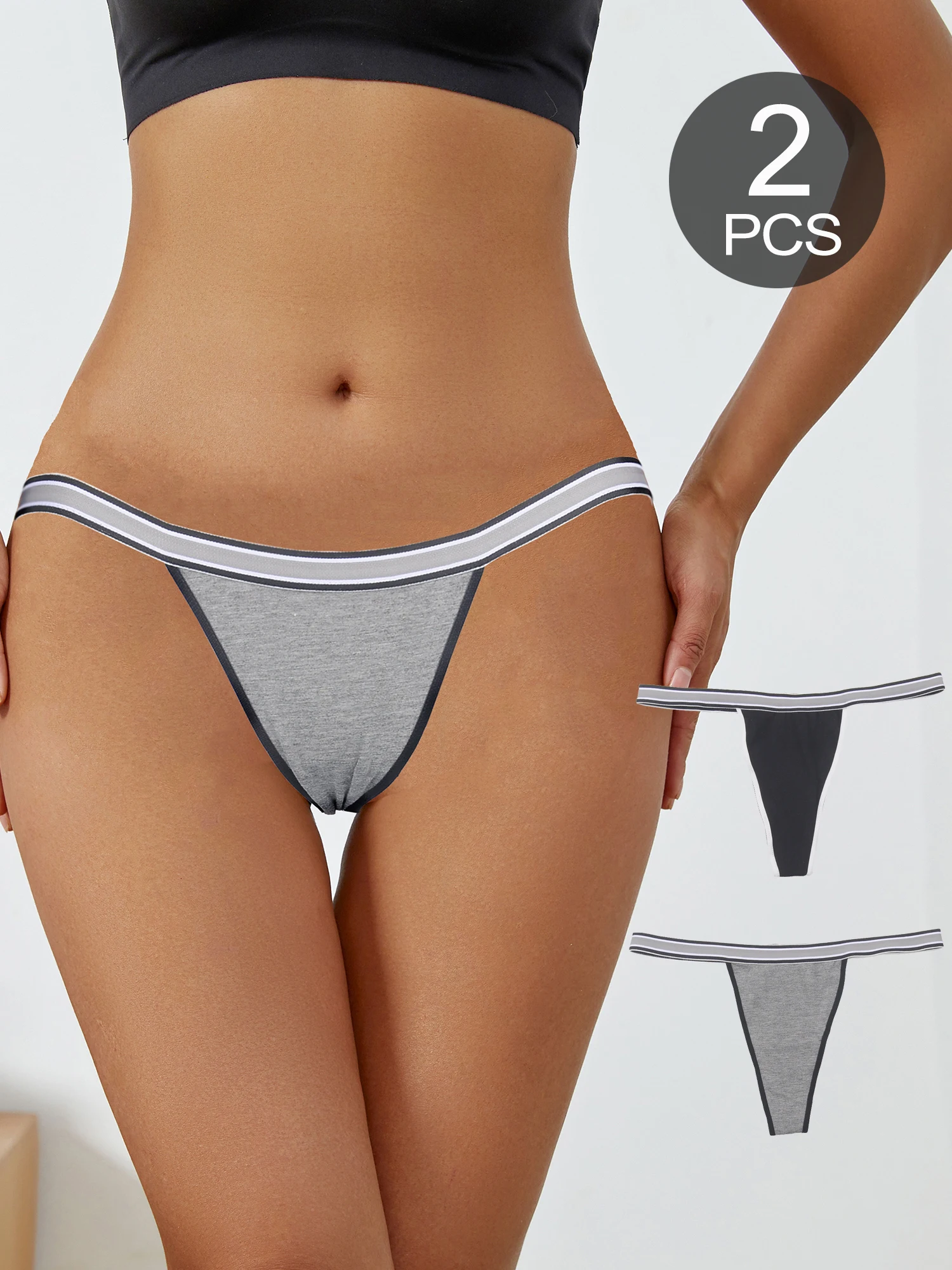 Комплект из 2 сексуальных стрингов женские дышащие хлопковые трусики крутая