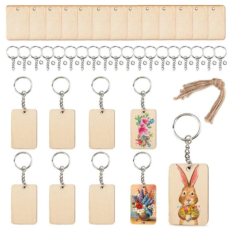 

60 шт./компл. необработанные деревянные детали прямоугольной формы с отверстием под кожу