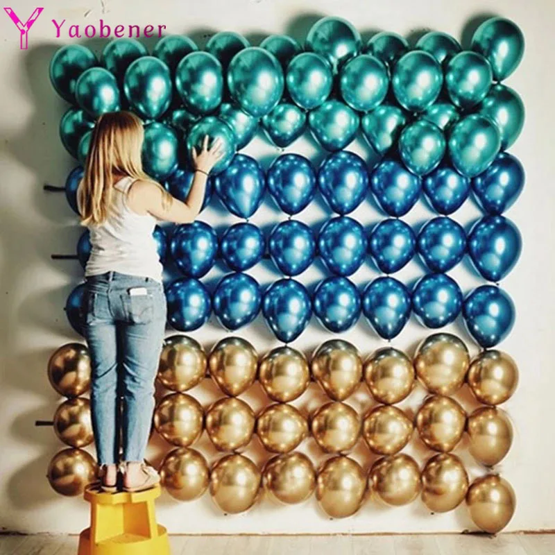 

100pcs 12inch Chrome Gold Silver Metallic Latex Balloon Birthday Party Decoration Adult Kids Boy Girl Baby Shower Wedding Globos