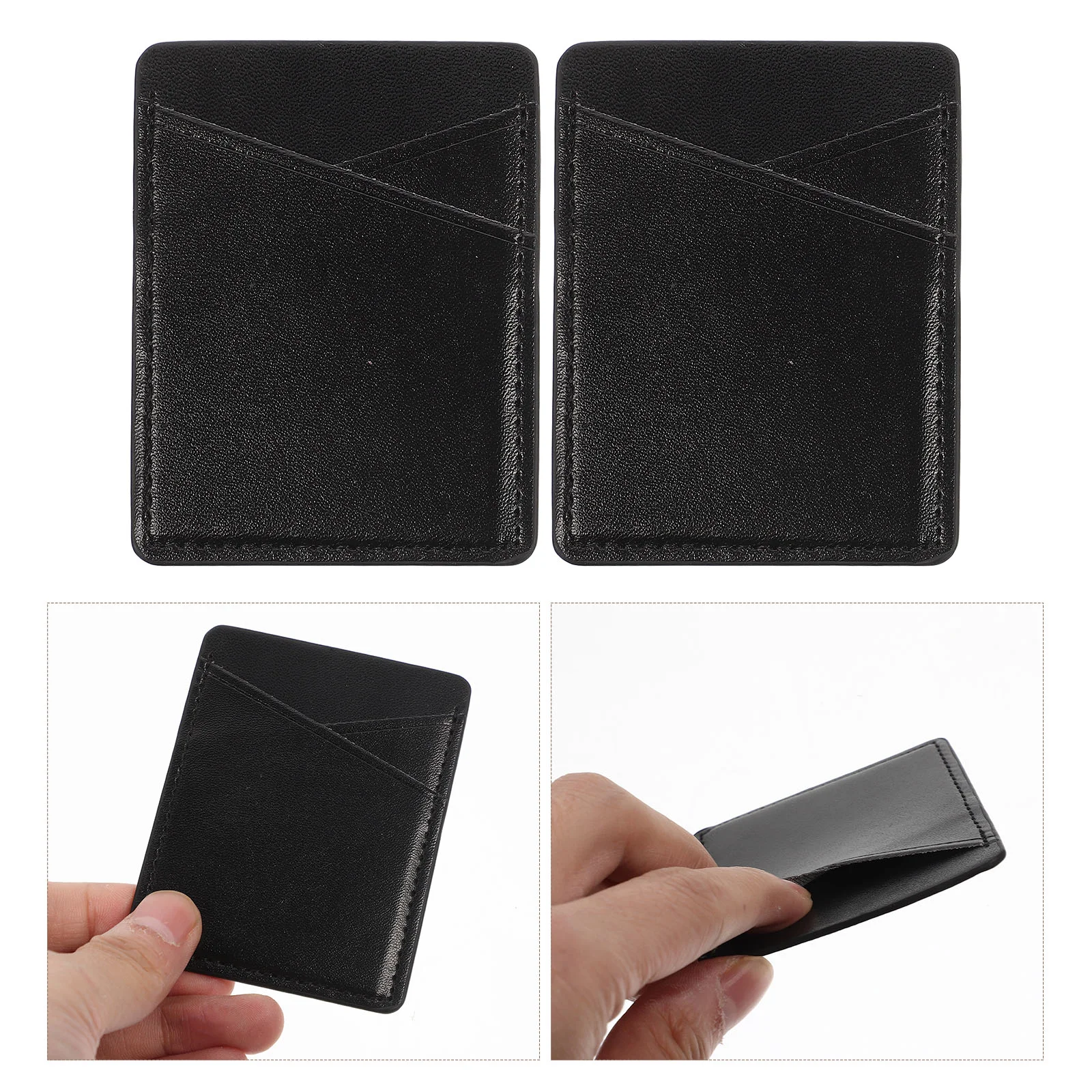 

2 Pcs Mobile Phone Sticker Card Case Credit Holder Kickstand Back Wallet Attachment Pu Sleeve