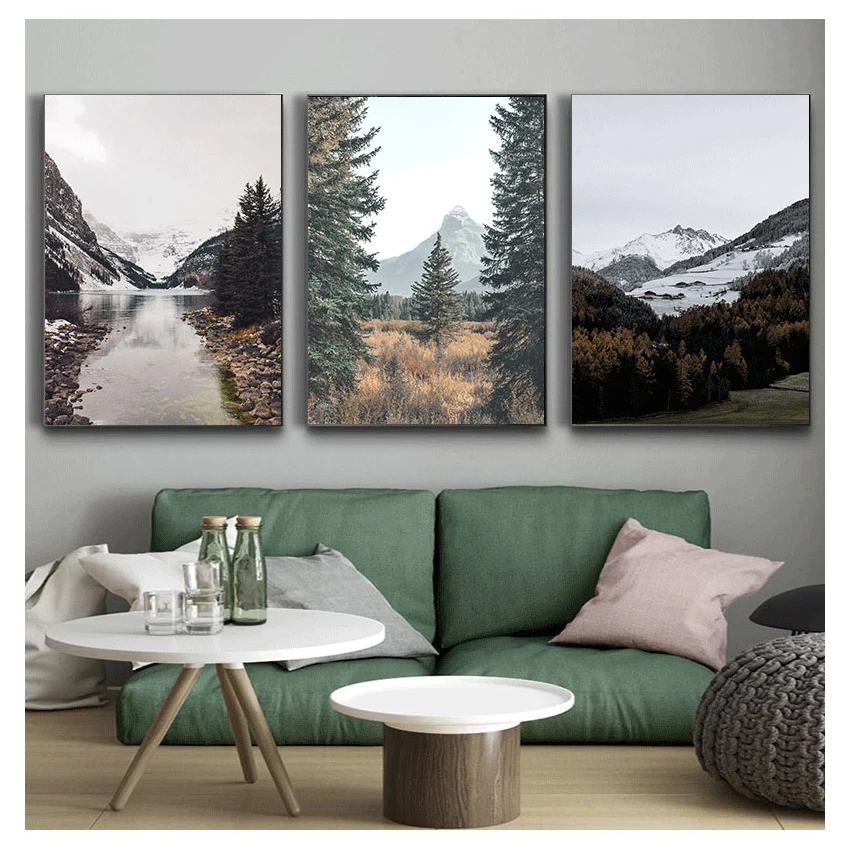 

Wall Art Picture Canvas Painting Autumn Forest Nature Landscape Poster Nordic Style Print Scandinavian Living Room Decoration