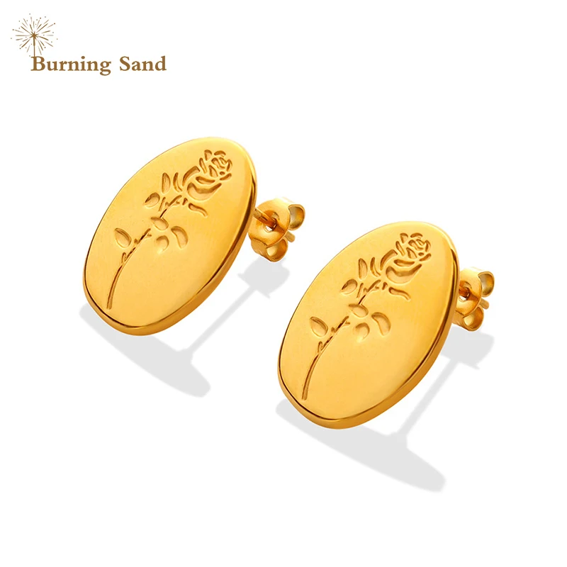 Серьги из титановой стали подчеркивающие индивидуальность с позолотой 18 карат