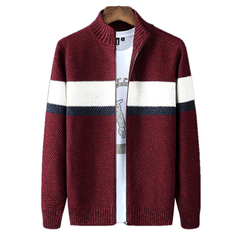 

Striped Mens Clothing Cardigan Casual Formal Turn Collar Sweater Men Knitted Knit Wear