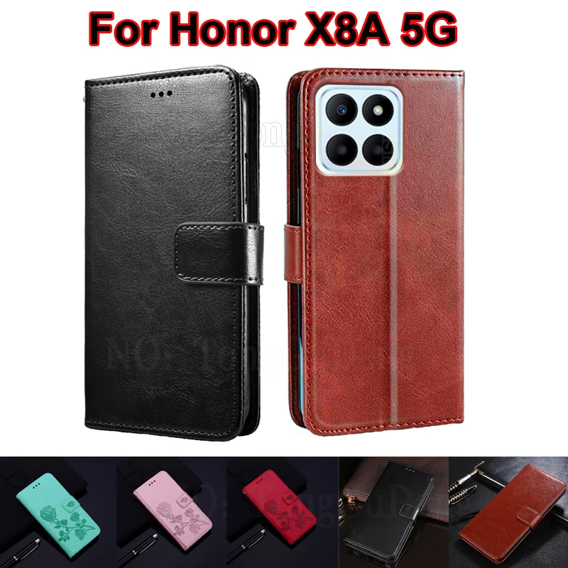 

on Etui Honor X8a 5G Case Wallet Phone Cases For Carcasas Honor X8 X6 4G 5G Mujer Leather Cover For Capa Honor 70 Lite 5G Fundas