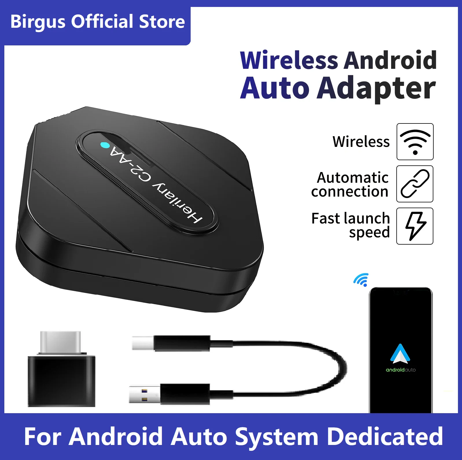 

Original Wireless Android Phone Bluetooth Wireless Connection Android Auto Adapter For Audi Mercedes-Benz Hyundai