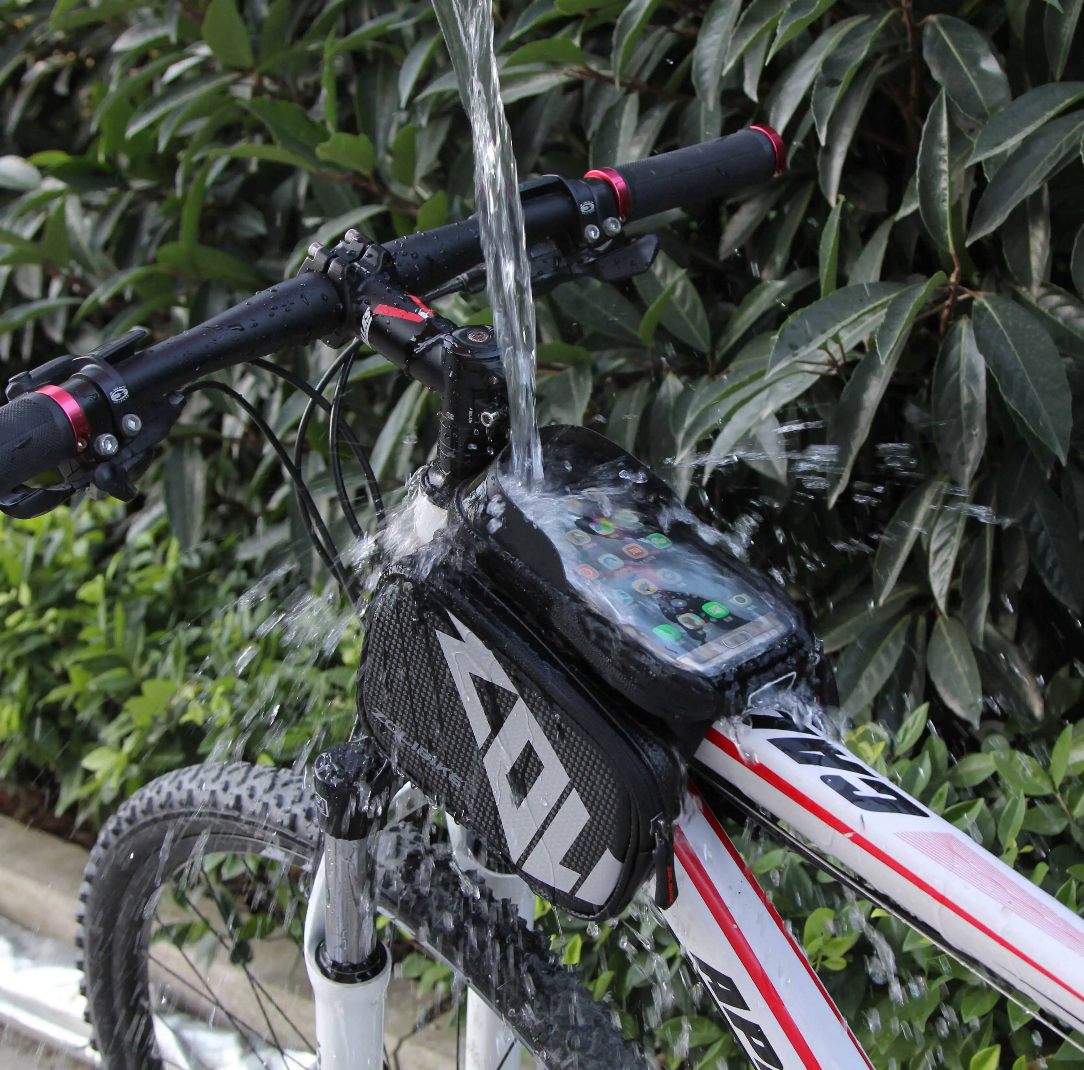 new waterproof touch screen bicycle bag frame front top bike bag double pouch cycling bag big in cell phone accessories free global shipping