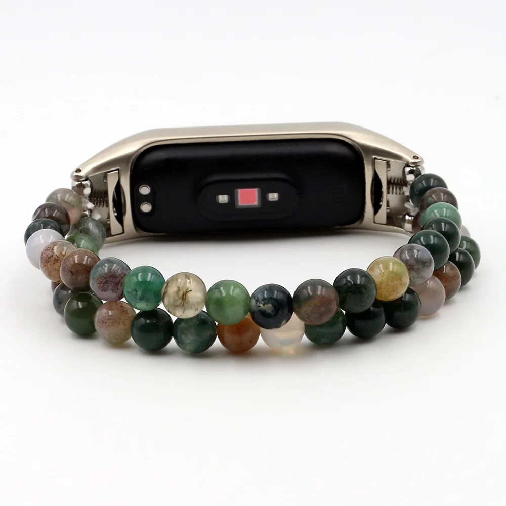 

Agate Jewelry Wrist Band Mi Band 8/7 Watch Bracelet for Xiaomi Mi Band 6 5 4 Watchband 6mm Beads Strap for Women Girl Dressy