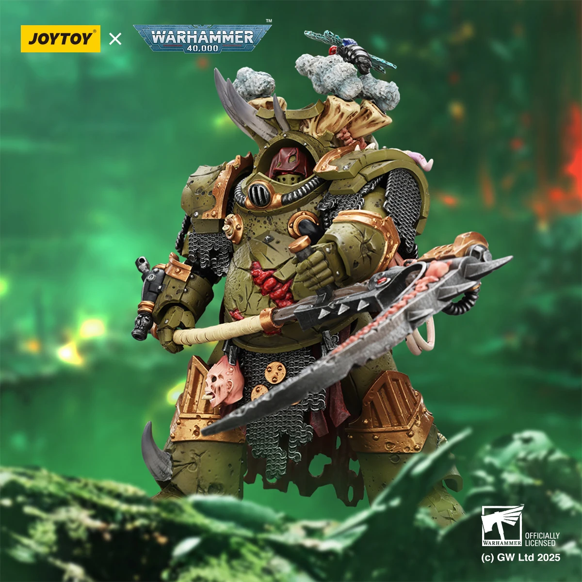 Фото Фигурка JOYTOY Warhammer 40K Death Guard Deathshroud Terminator с перчатками Manreaper Plaguespurter, коллекционная модель №1