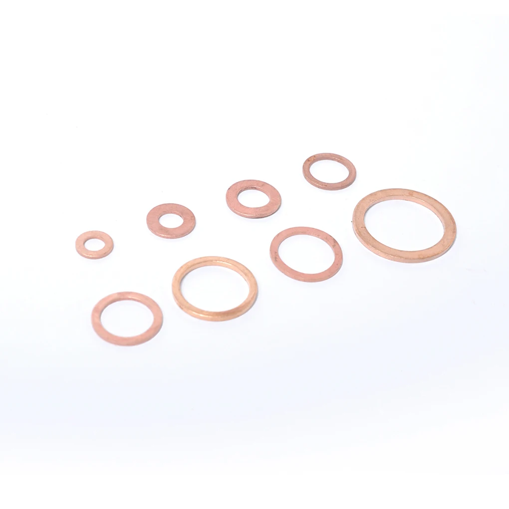 

80 Pieces Copper Crush Washers Gasket Flat Ring Seal Oil Brake Metric Sealing M5-M20 8 Sizes Fastener Assortment