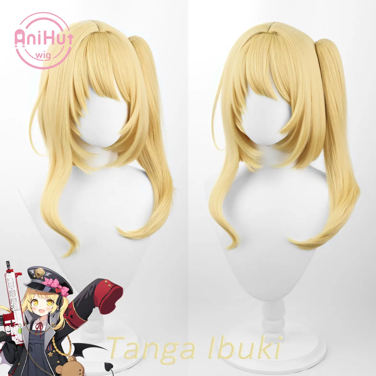 Фото 【AniHut】Tanga Ibuki Golden Косплей Парик Синий Архив Прямые термостойкие синтетические волосы Танга Ибуки №1