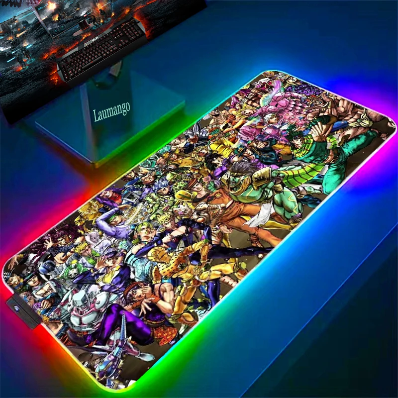 

Mousepad Rgb Mouse Pad Gamer Computer Desk Accessories Gaming Pc Mat Anime Carpet JOJO Office Game Mat Keyboard Laptop Table Xxl