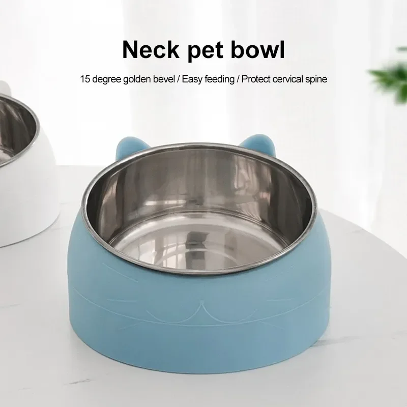 

1pc Stainless Steel Bowl Cat Lovely Creative Inclined Kitten Puppy Food Feeding Bowls Cats Drinking Feeder Pet Dogs Cats Feeder
