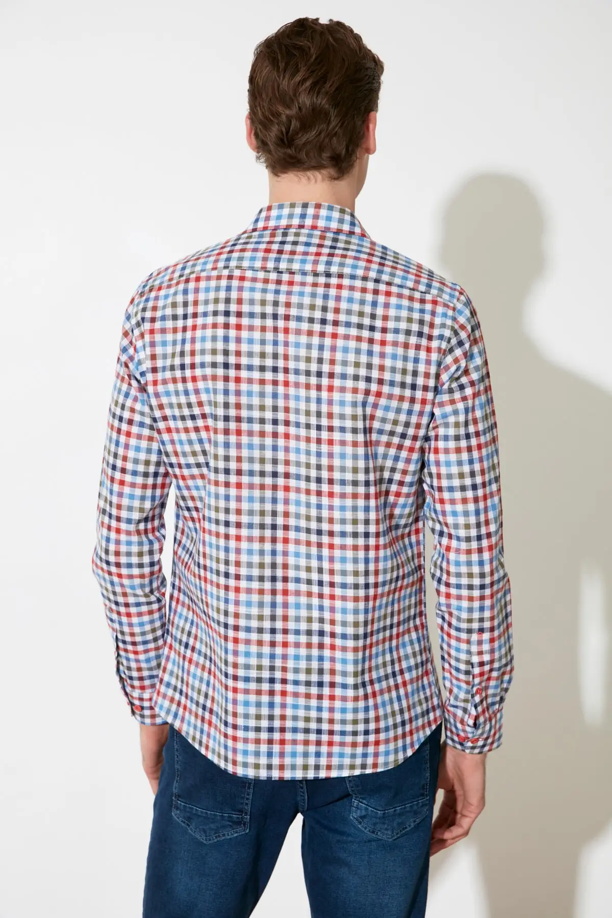 

Trendyol Male Slim Fit Shirt Collar Plaid Shirt TMNSS21GO0377