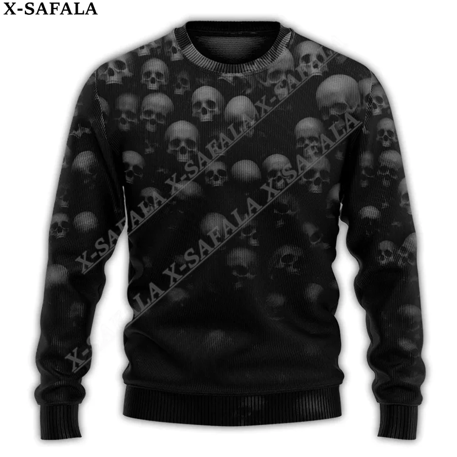 Трикотажные ужасные Рождественские свитера с рисунком черепа в стиле ретппи